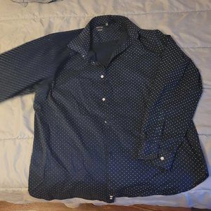 Simon Banks tailored fit mens xl dress shirt navy blue with white detailing